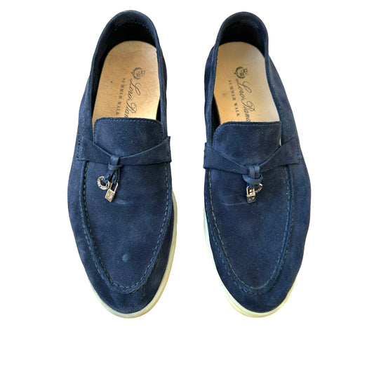 Navy Suede Summer Walk Flats - 7