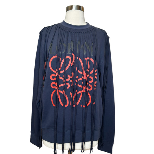 Logo Fringed Sweatshirt - L