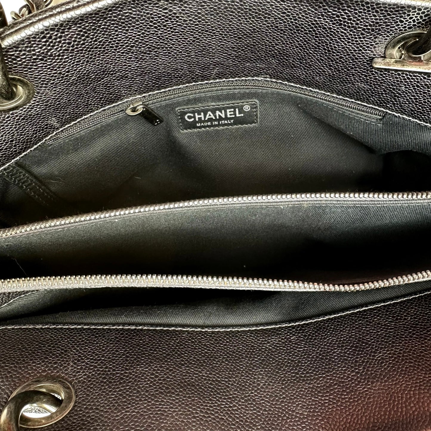 Metallic Grey Leather Bag