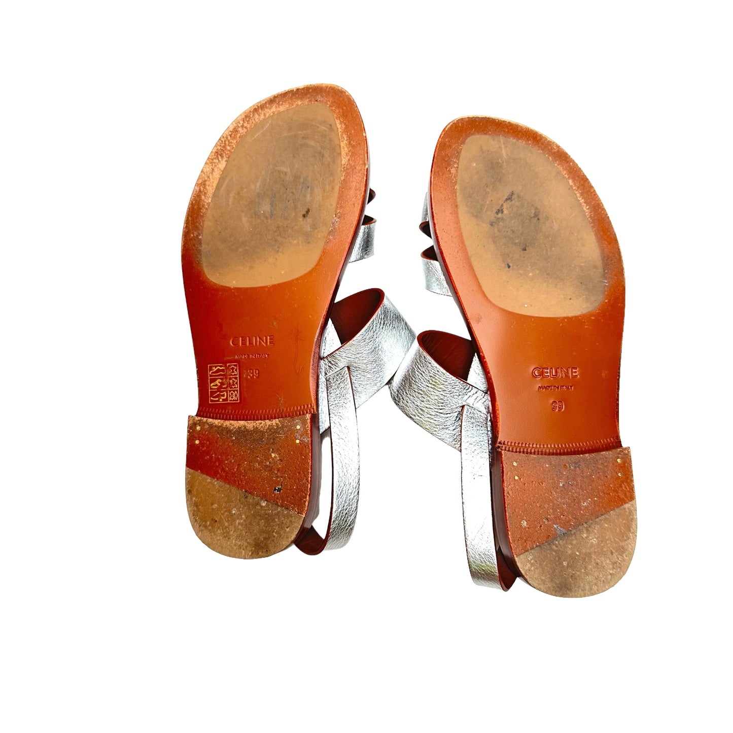 Silver Leather Sandals - 9