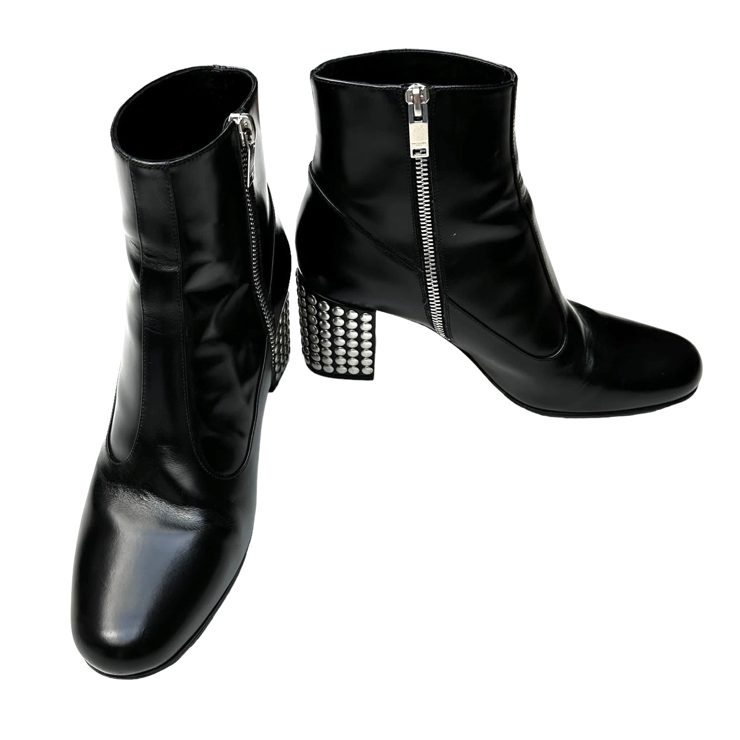 Black Studded Heeled Boots - 7.5