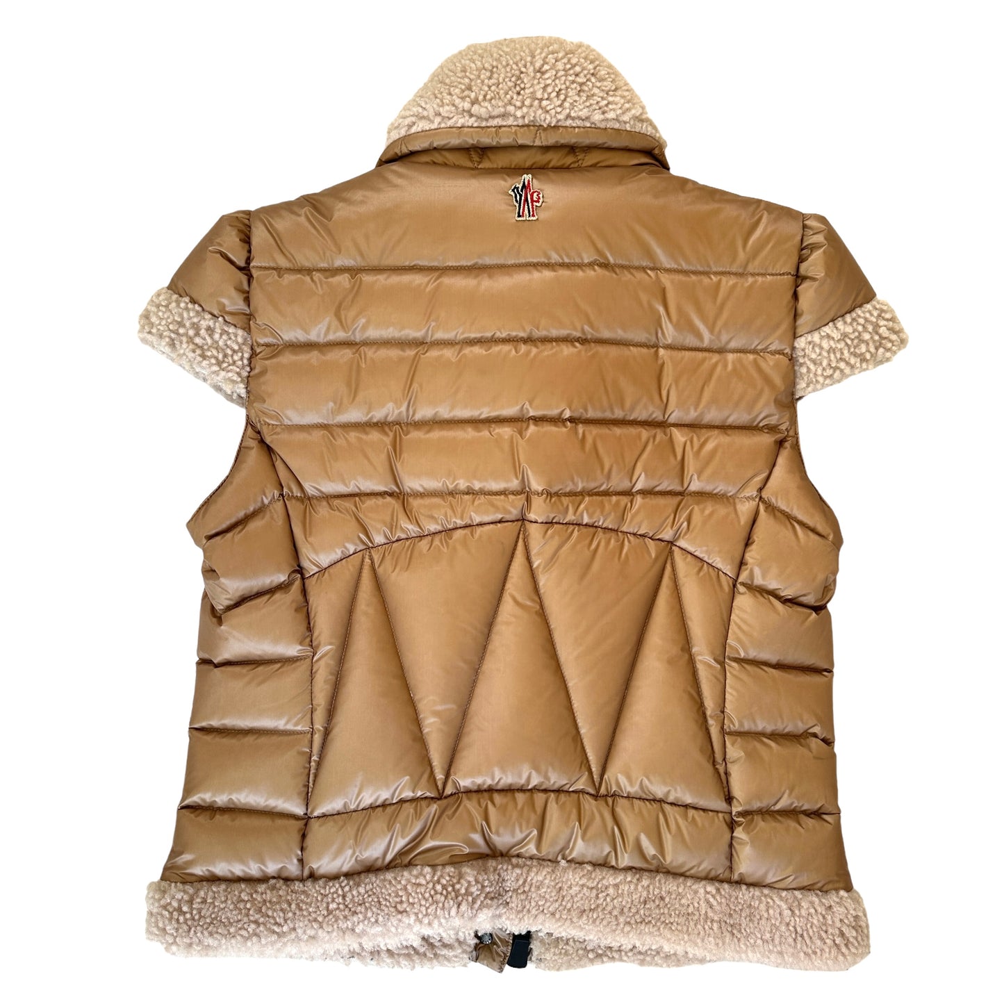 Caramel Puffer Vest w/Shearling - M