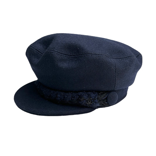 Navy Wool Newsboy Cap - M