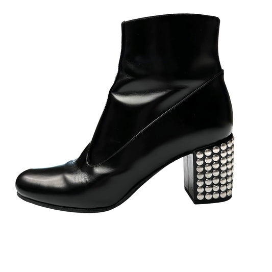 Black Studded Heeled Boots - 7.5