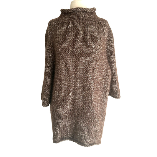 Brown Turtleneck Long Sweater - S