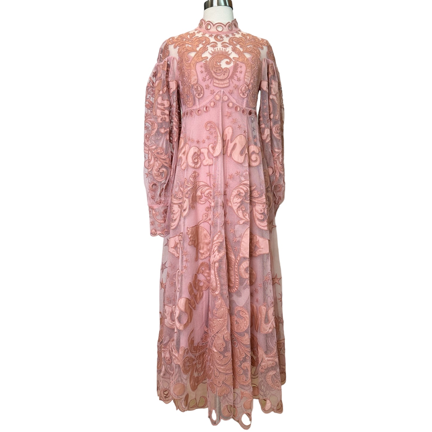 Pink Lace Maxi Dress - M