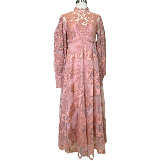 Pink Lace Maxi Dress - M