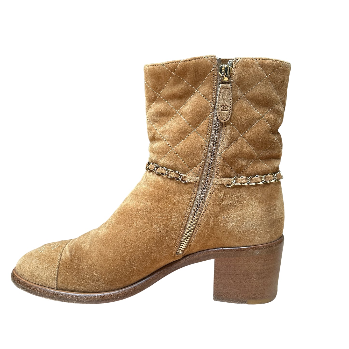 Brown Suede Logo Boots - 8