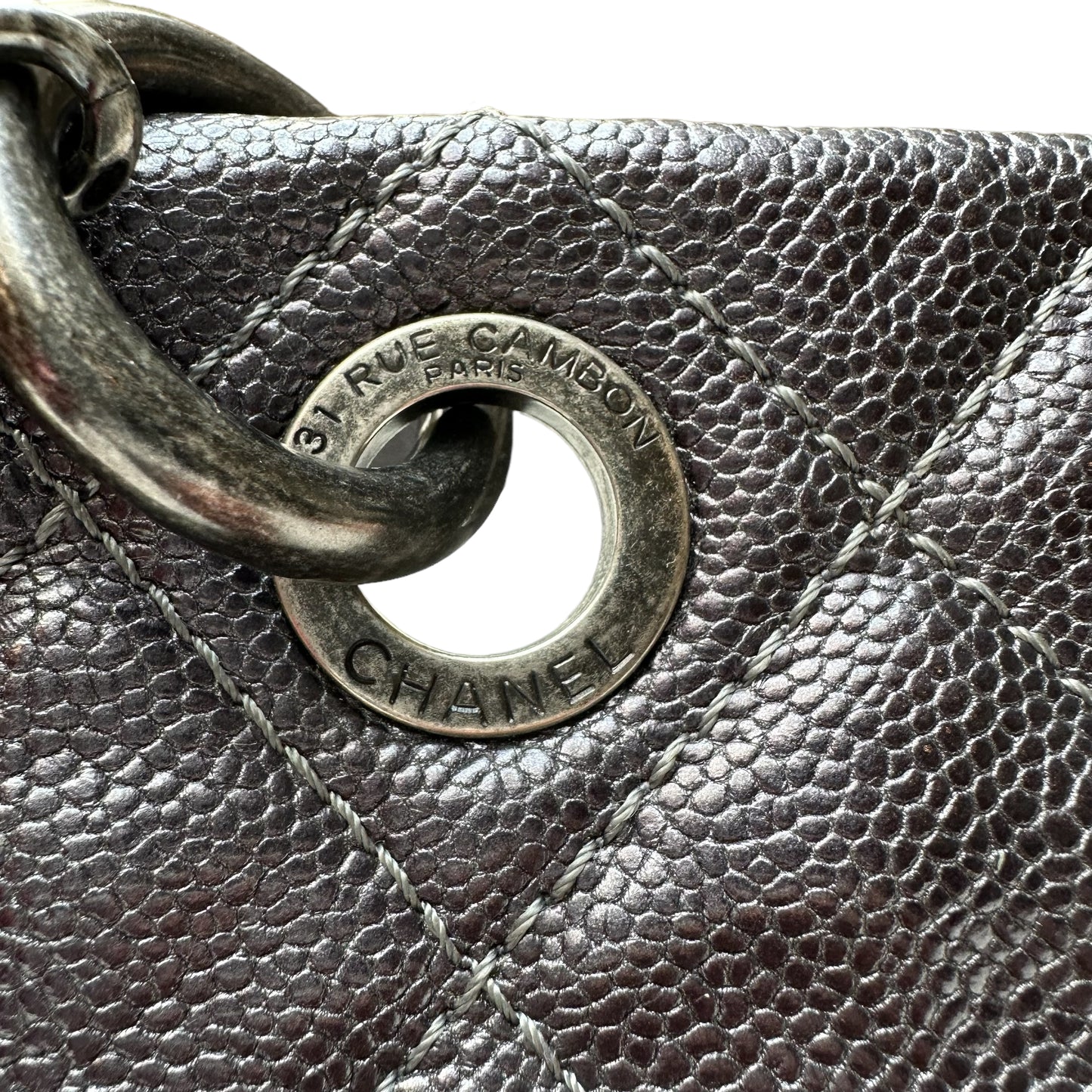 Metallic Grey Leather Bag