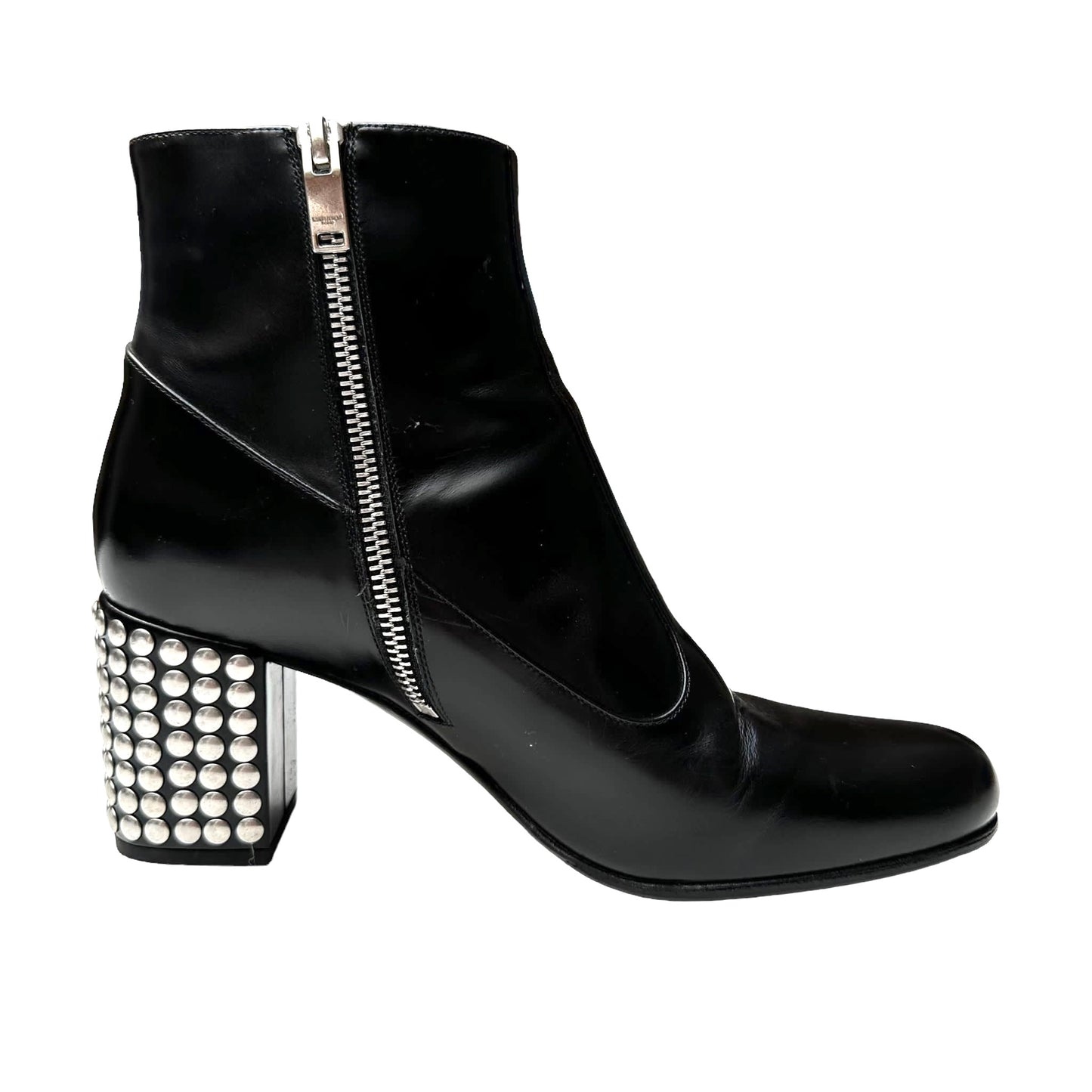 Black Studded Heeled Boots - 7.5