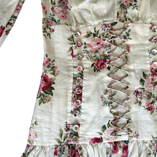 Floral Linen Dress - S/M