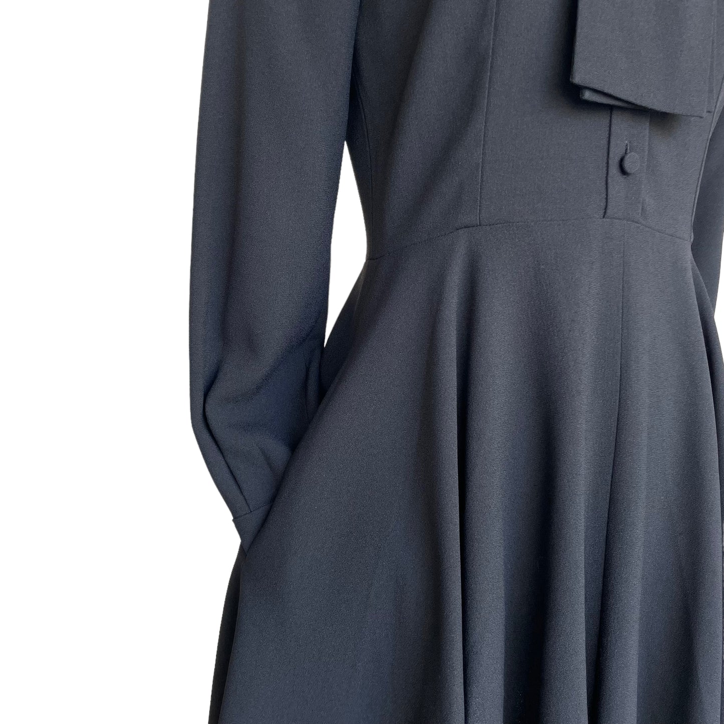 Black Long Sleeve Button Up Dress - S