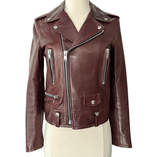 Burgundy Leather Jacket - S