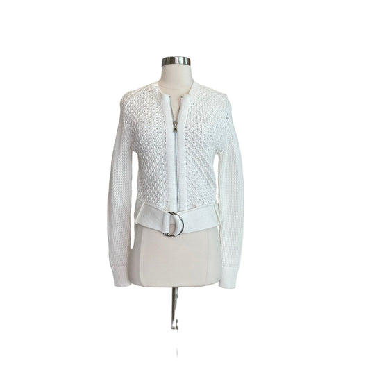 White Zip Cardigan - S