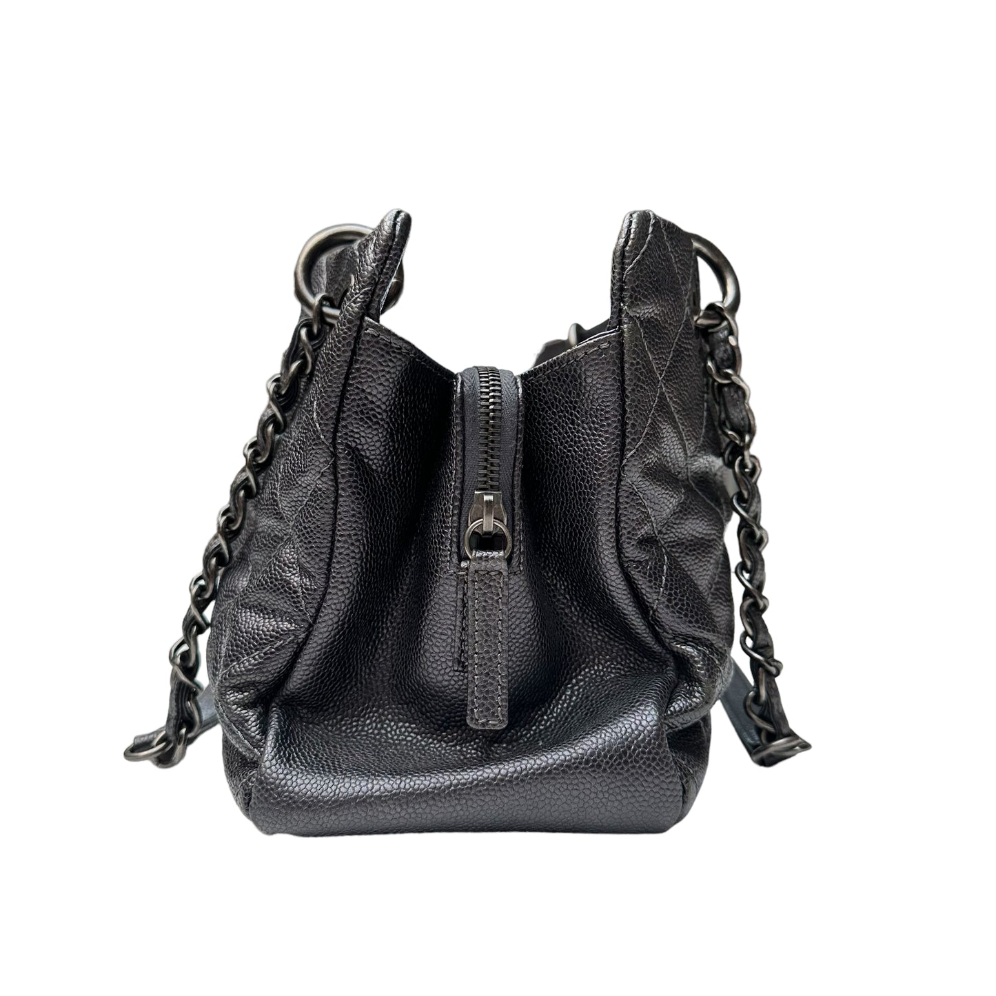 Metallic Grey Leather Bag