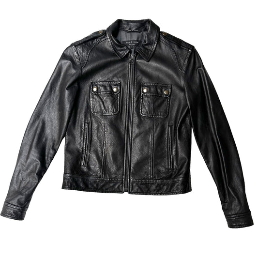 Black Leather Jacket - XS