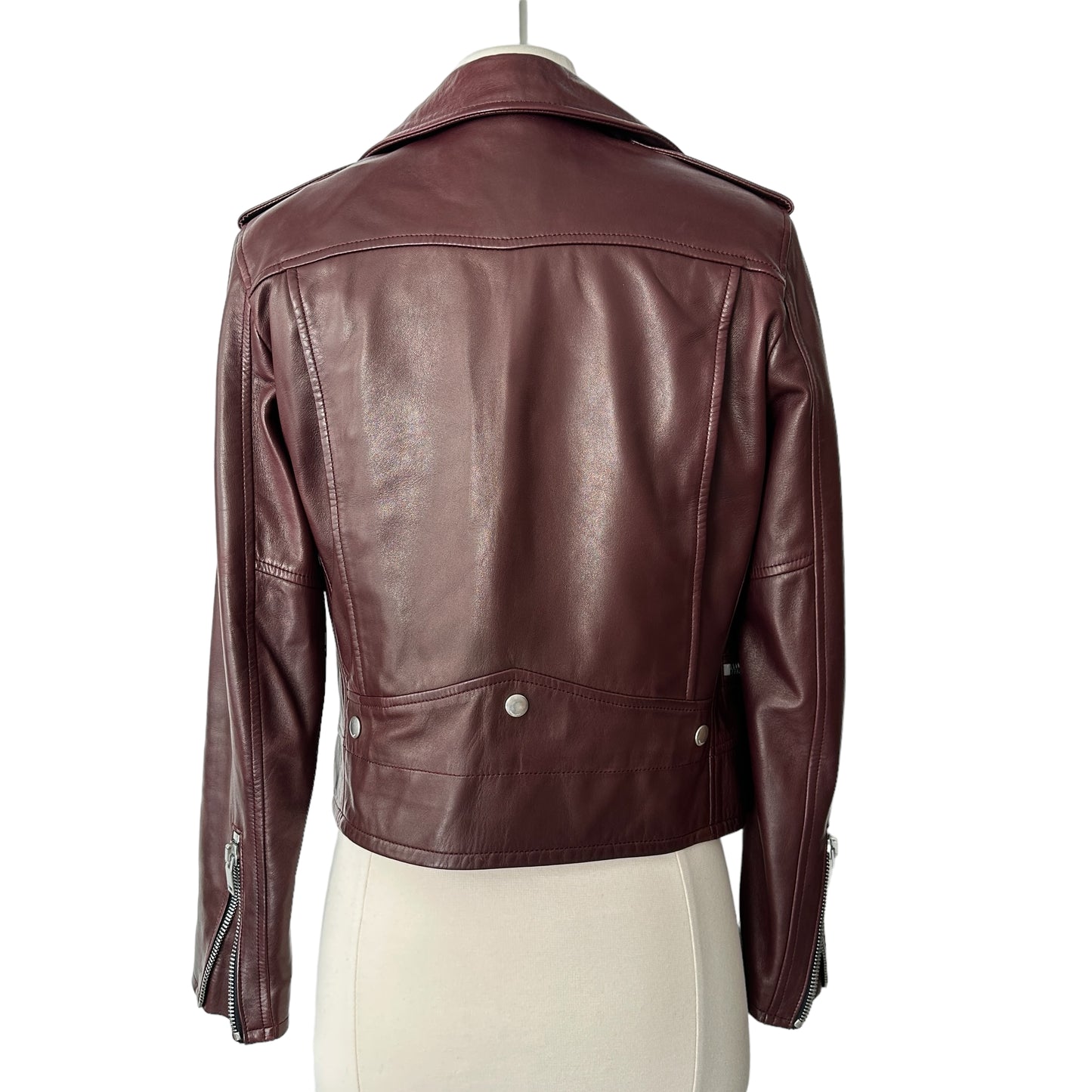 Burgundy Leather Jacket - S