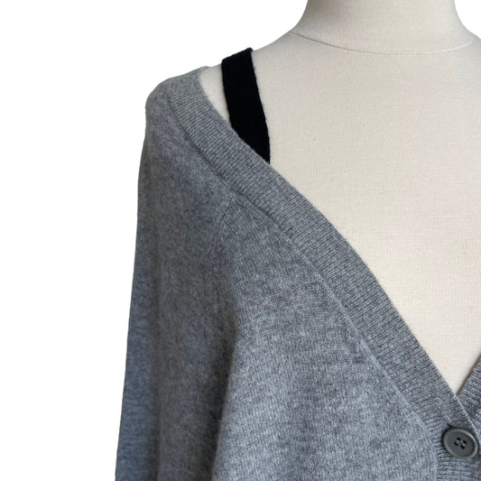 Grey and Black Cashmere Cardigan - S