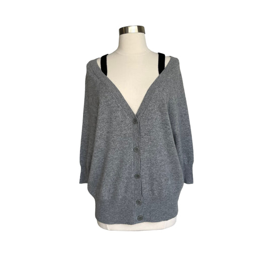 Grey and Black Cashmere Cardigan - S