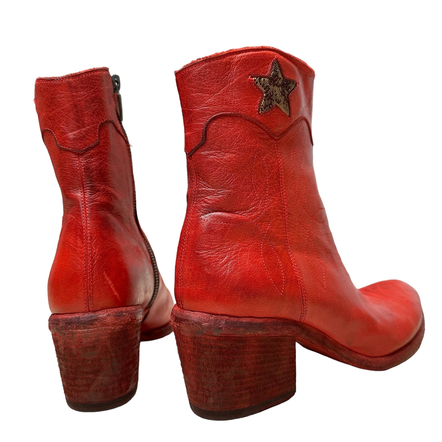 Red Leather Boots - 7
