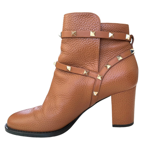 Brown Leather Rockstud Boots - 10