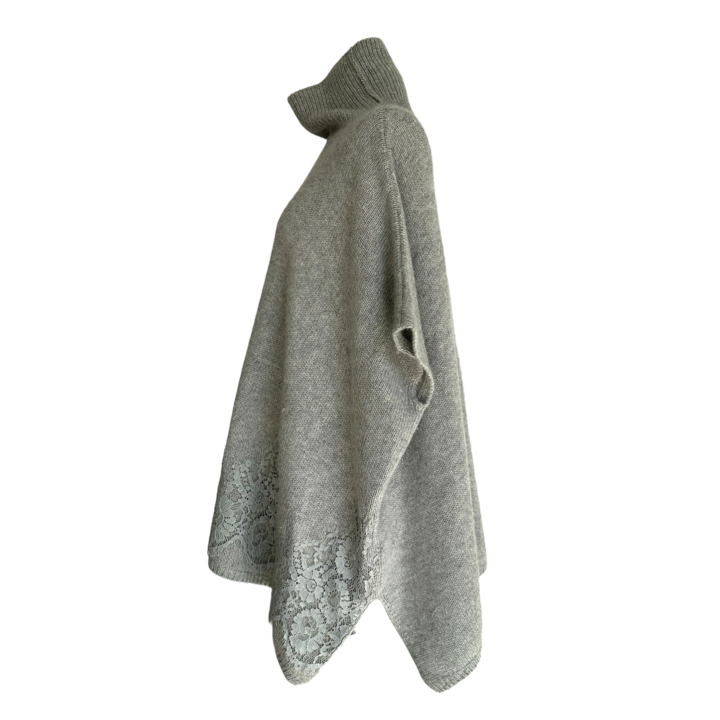 Grey Poncho with Lace - XS