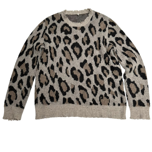 Oversized Cheetah Print Sweater - XS