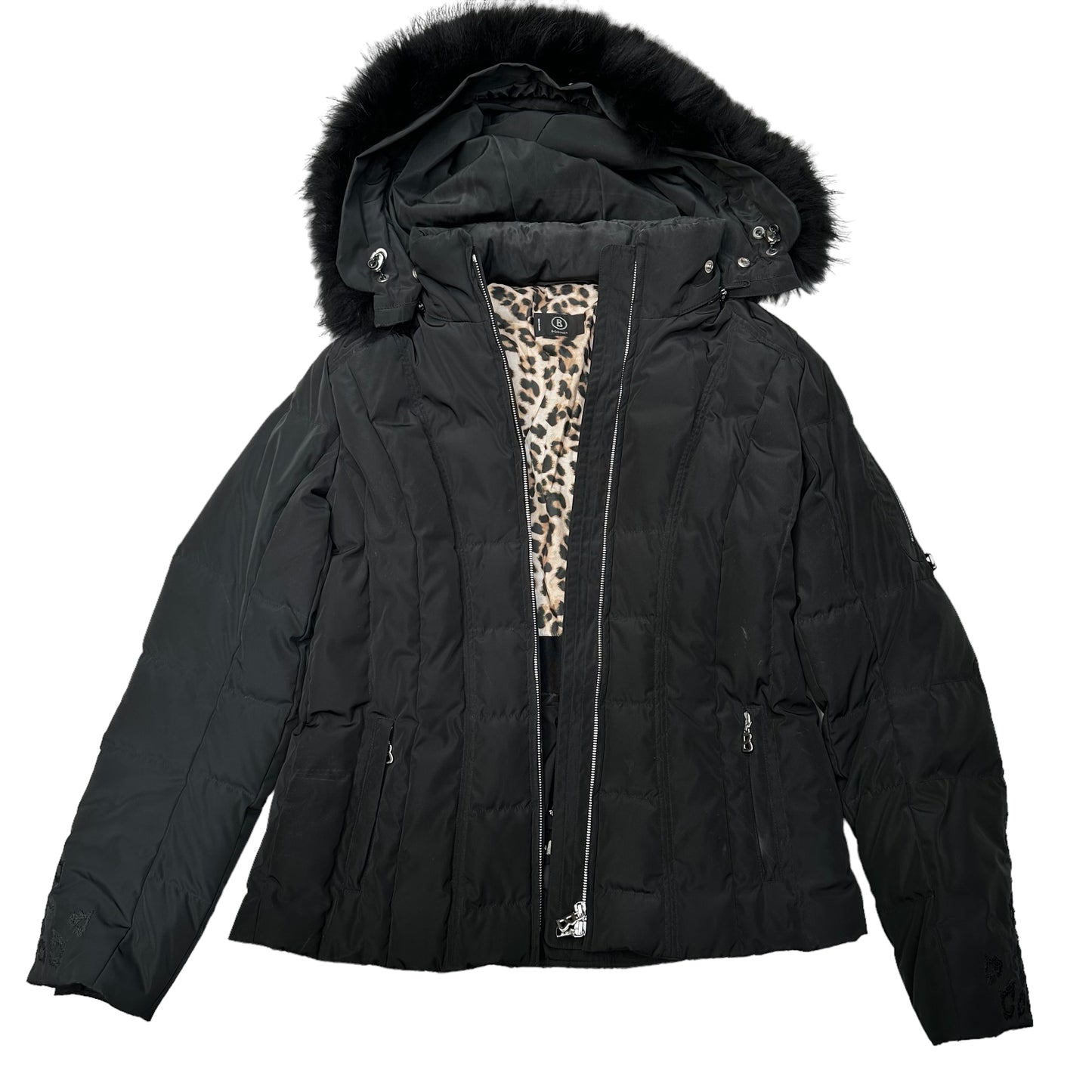 Black Ski Jacket with Fur - M