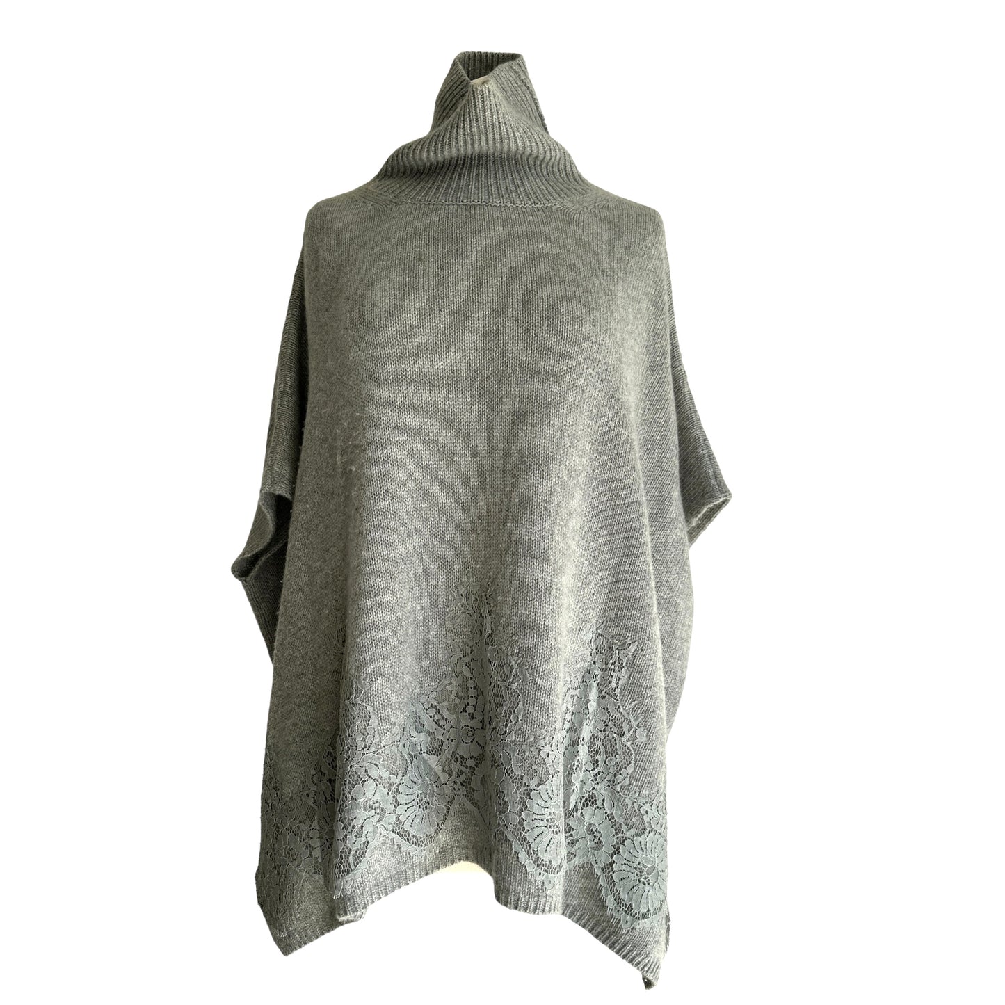 Grey Poncho with Lace - XS