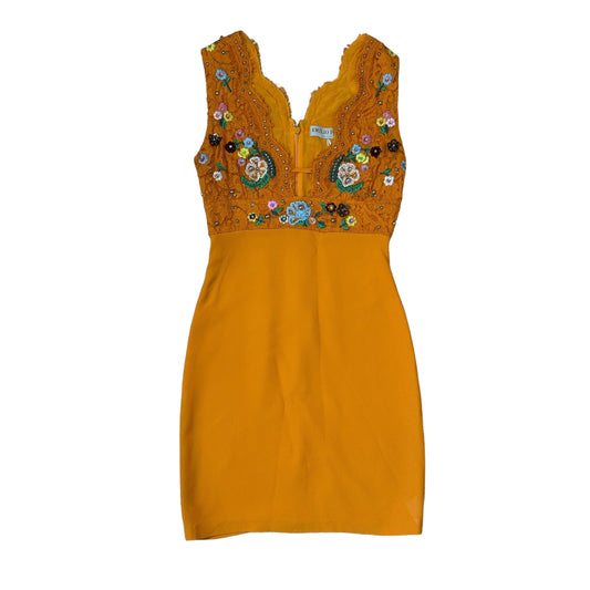 Beaded and Lace Orange Dress - XS