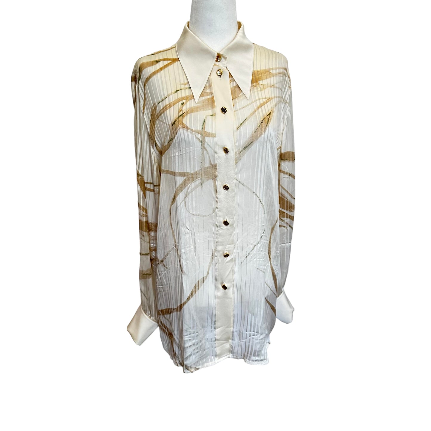 Beige & Gold Silk Shirt - M