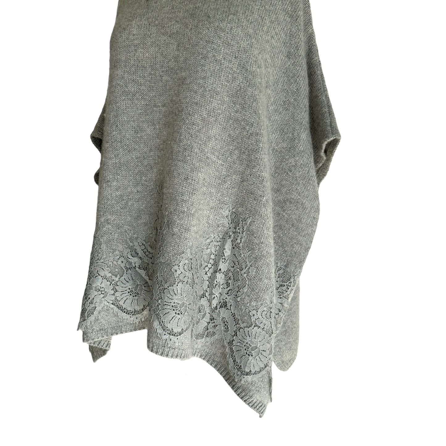 Grey Poncho with Lace - XS