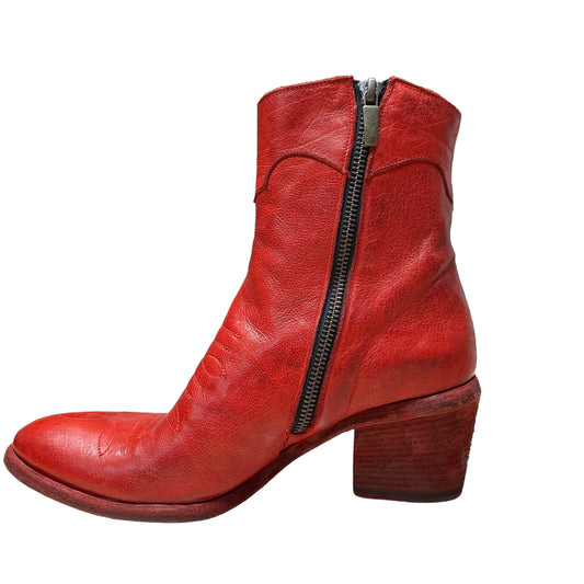 Red Leather Boots - 7