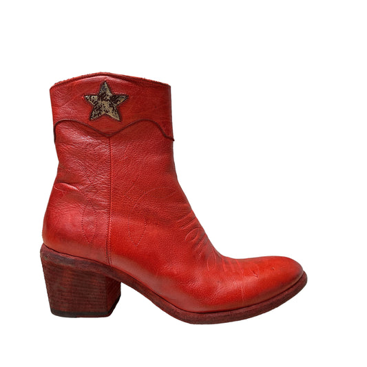 Red Leather Boots - 7