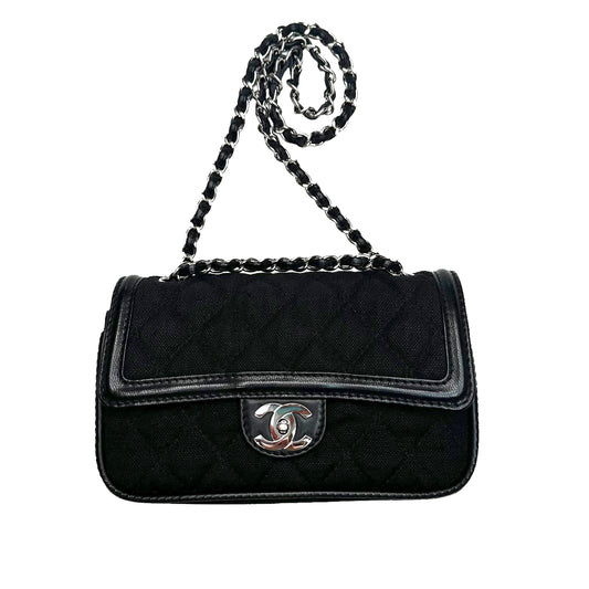 Dark Wash Denim Flap Bag