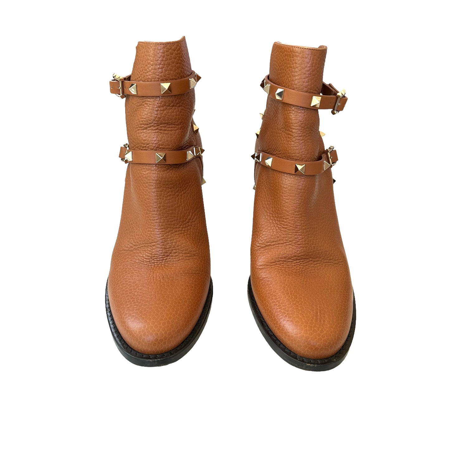 Brown Leather Rockstud Boots - 10