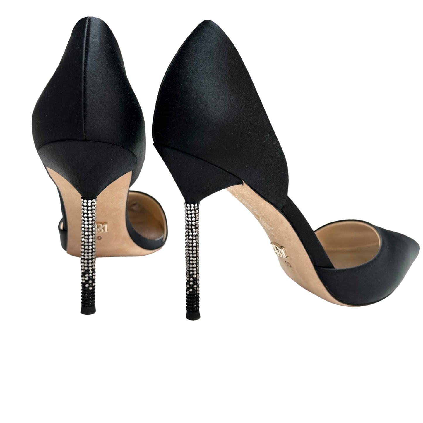 Black Crystal Embellished Heels - 10