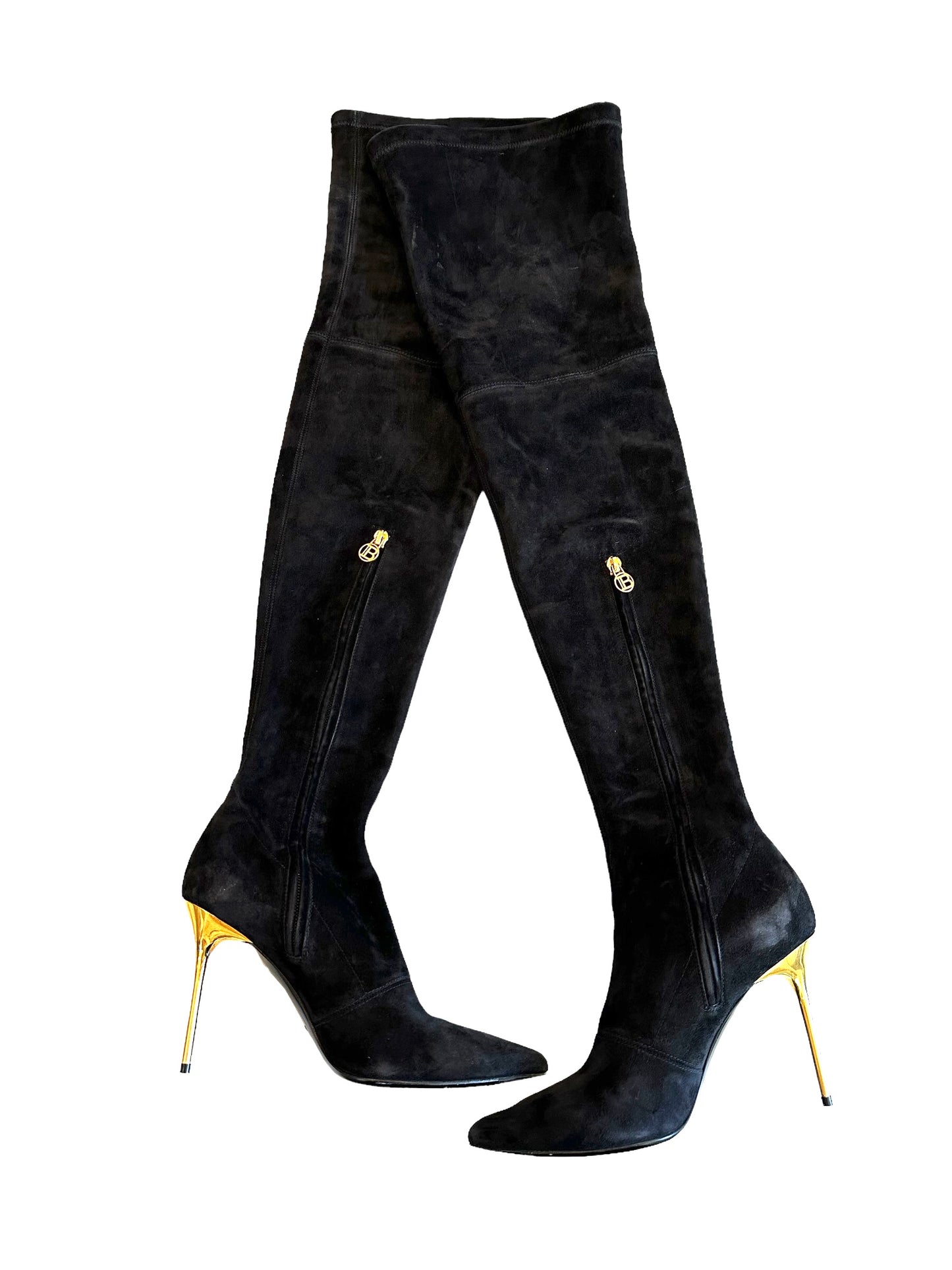 Black Suede Over-The-Knee Boots - 7