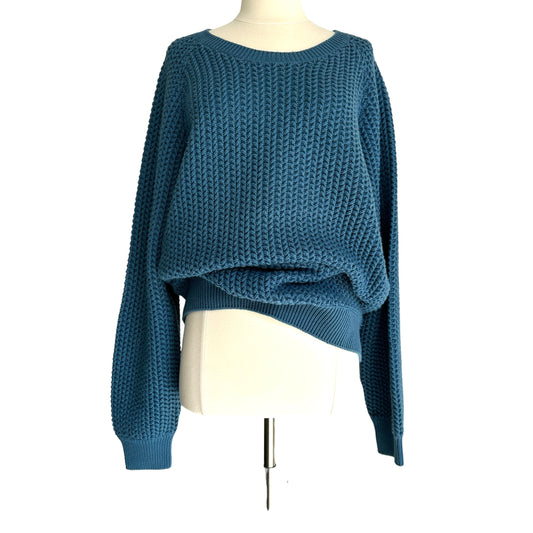 Oversized Blue Knit Sweater - L