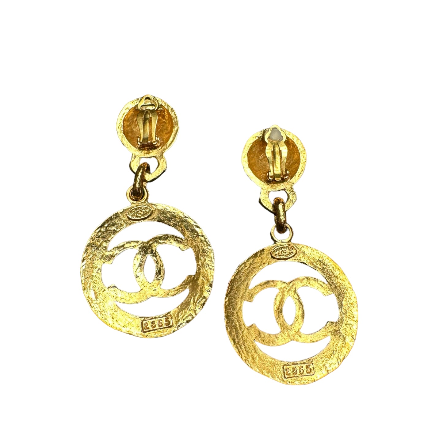 XL CC Logo Pendant Vintage Earrings