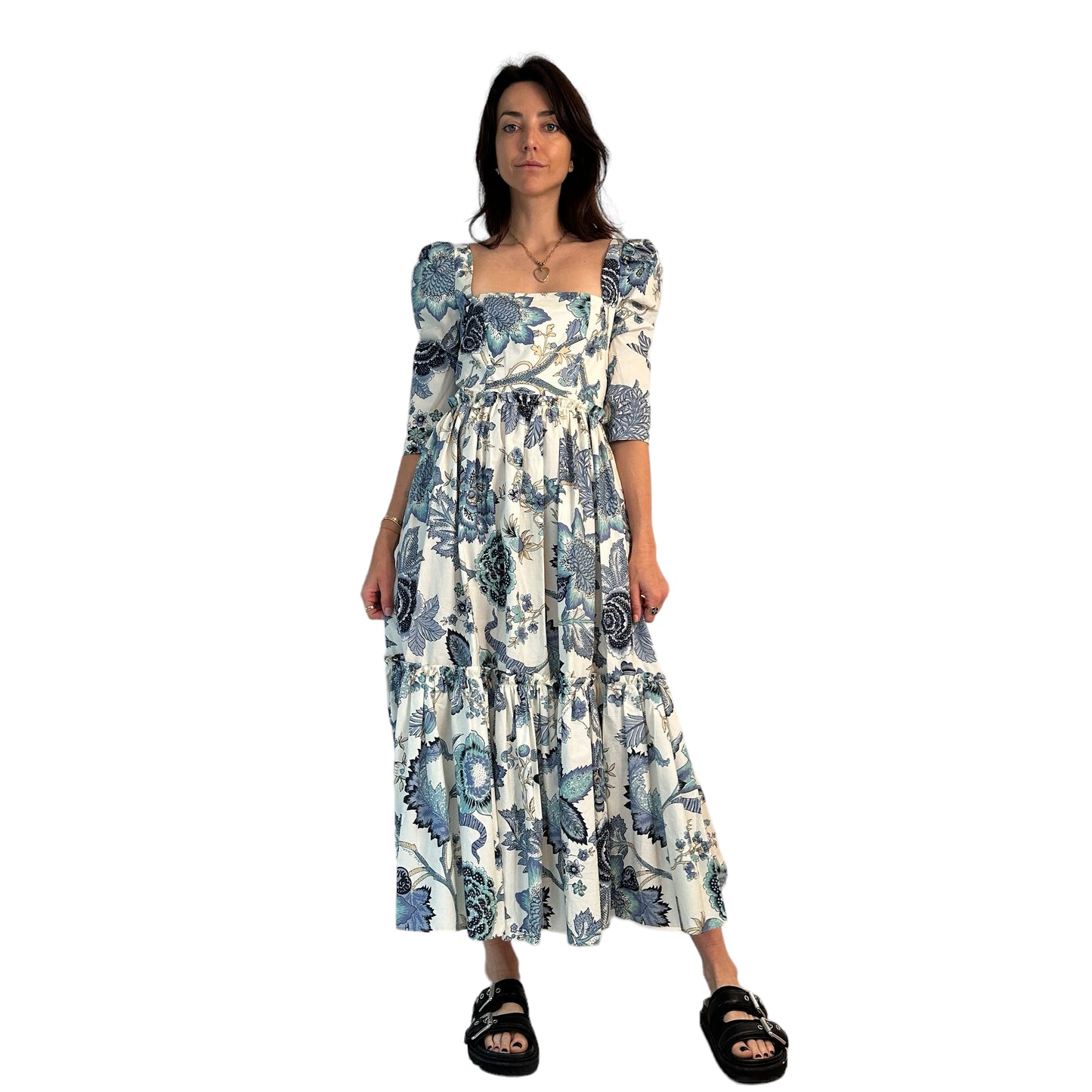 Blue & White Floral Dress - 2