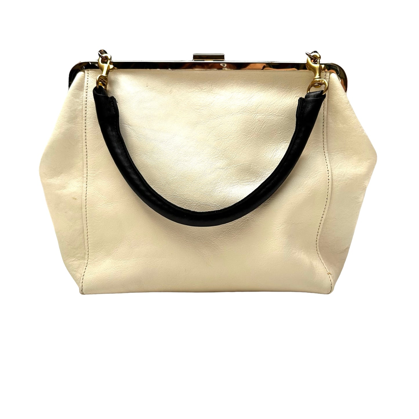 Cream Leather Convertible Bag