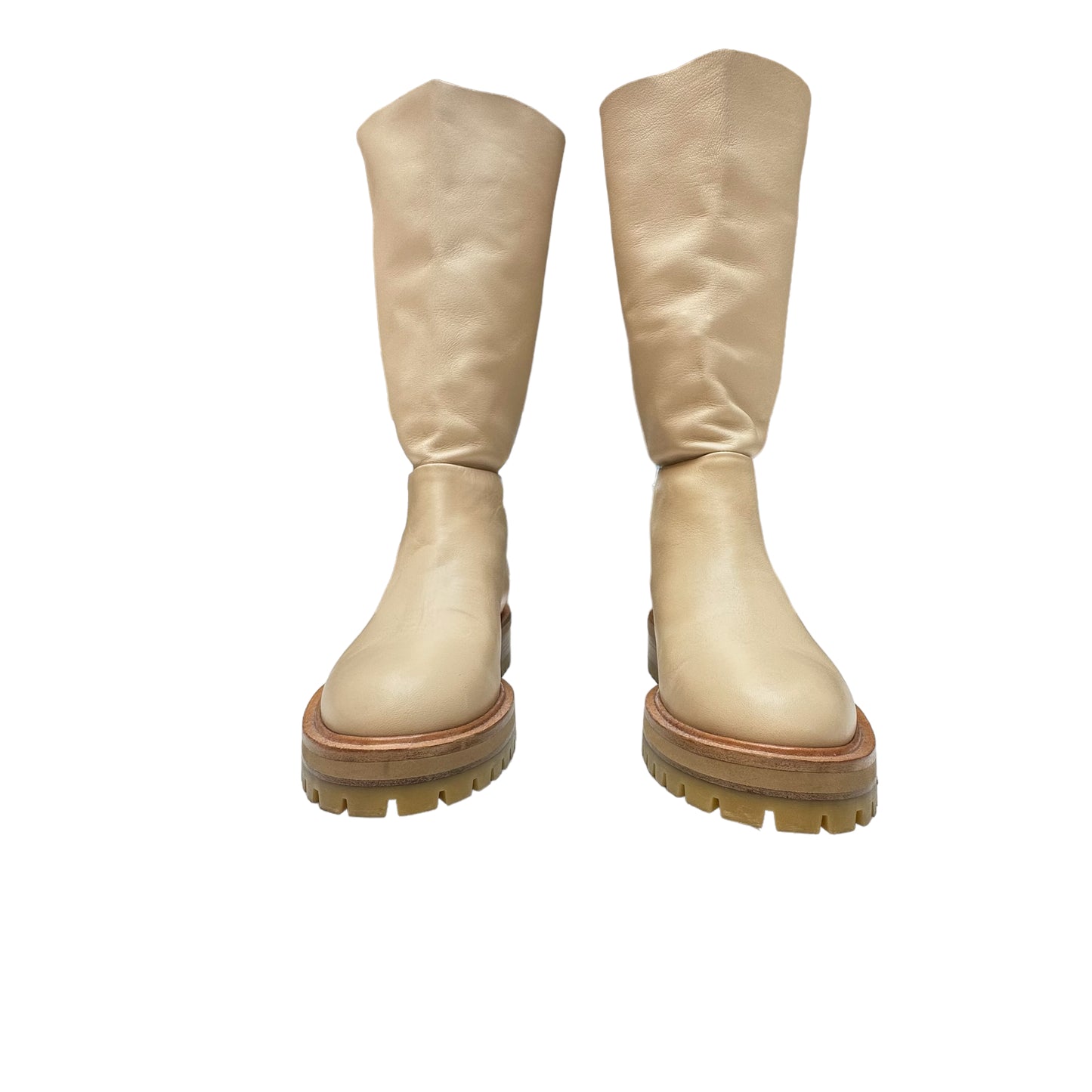 Cream Leather Boots - 7