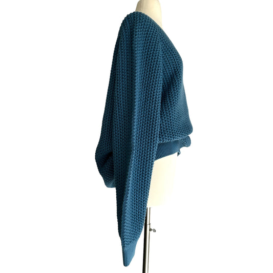 Oversized Blue Knit Sweater - L