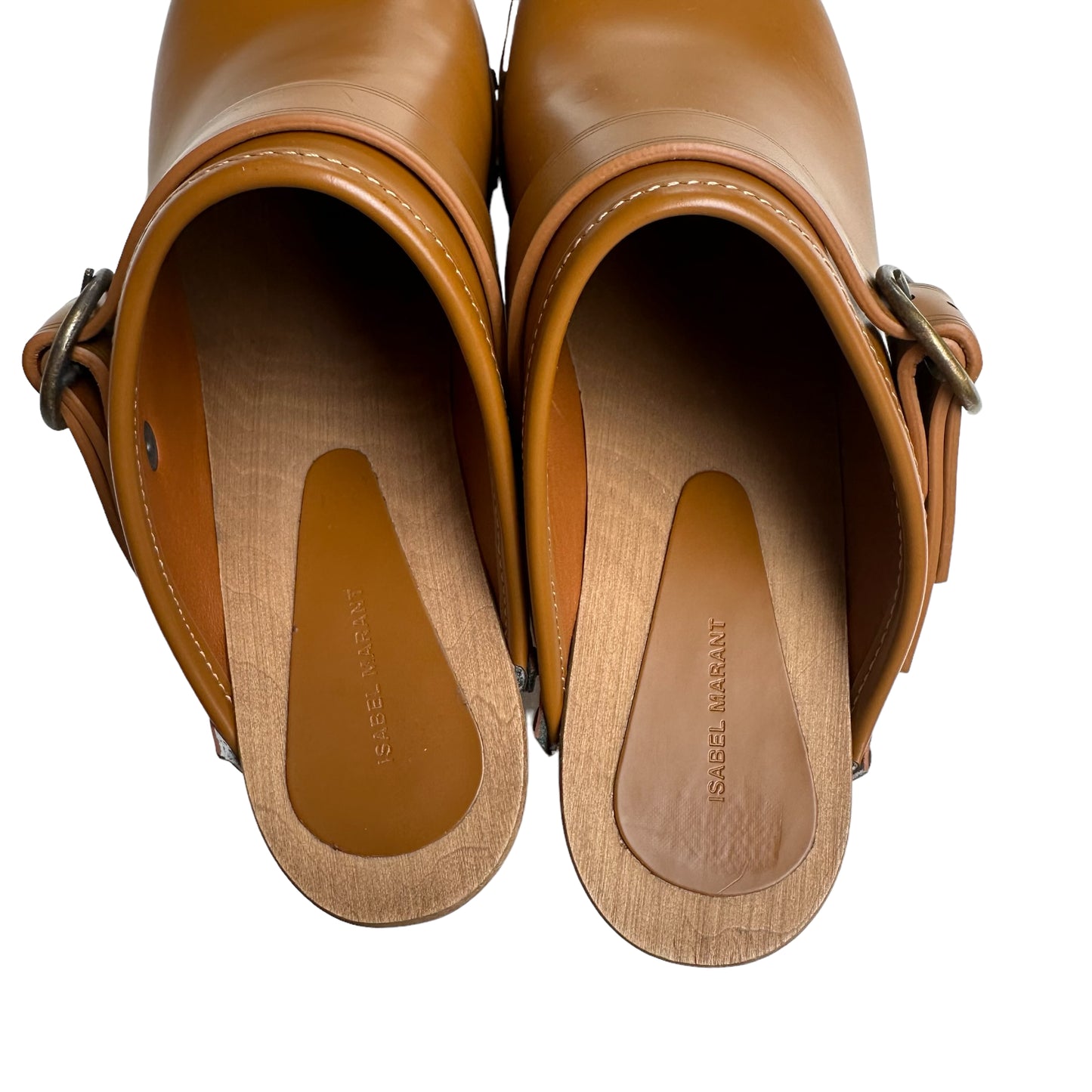 Brown Leather Clogs - 8