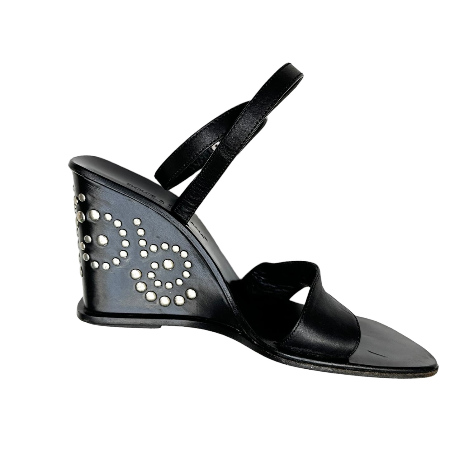 Black Leather Studded Sandals - 9