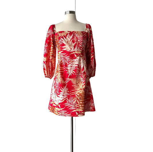 Red Palm Print Dress - S