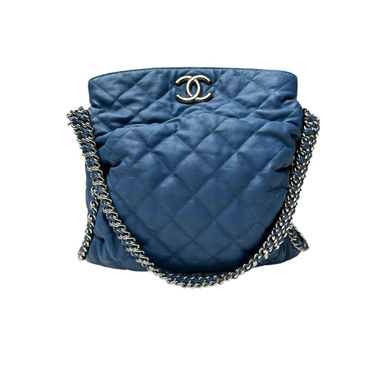 Blue Leather Hobo Bag