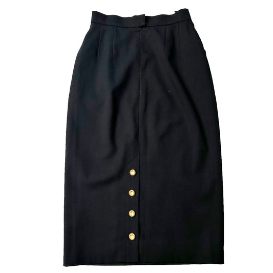Black Pencil Skirt w/CC Buttons - S