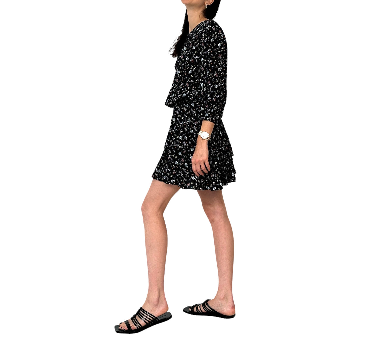 Black Floral Dress - L